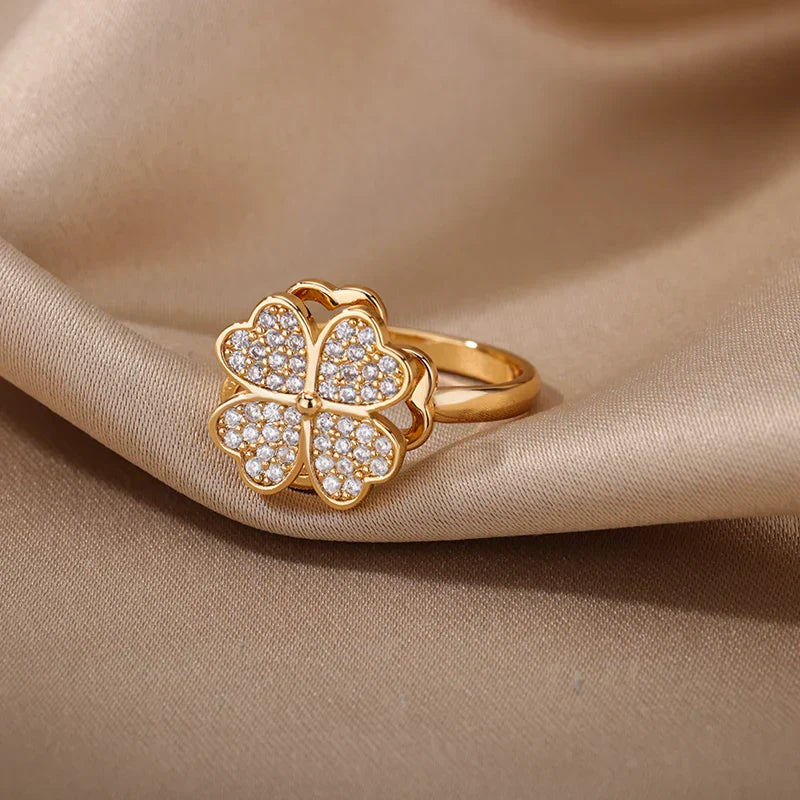 Dazel – Anti-Stress-Drehender Ring mit Vierblättrigem Kleeblatt