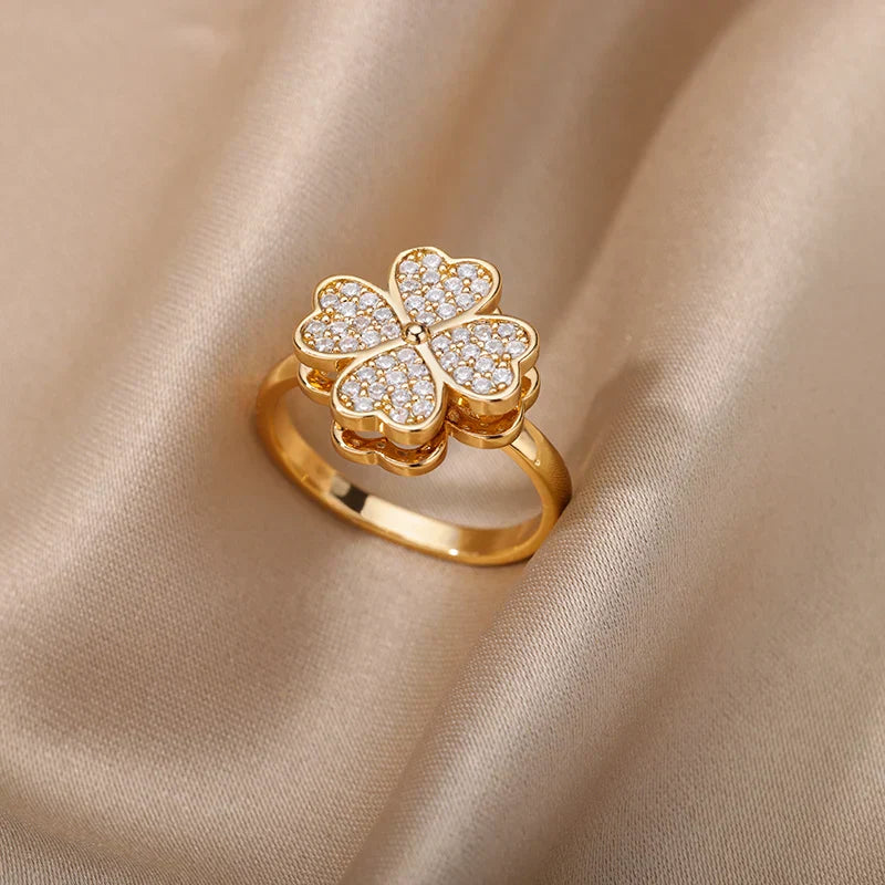 Dazel – Anti-Stress-Drehender Ring mit Vierblättrigem Kleeblatt