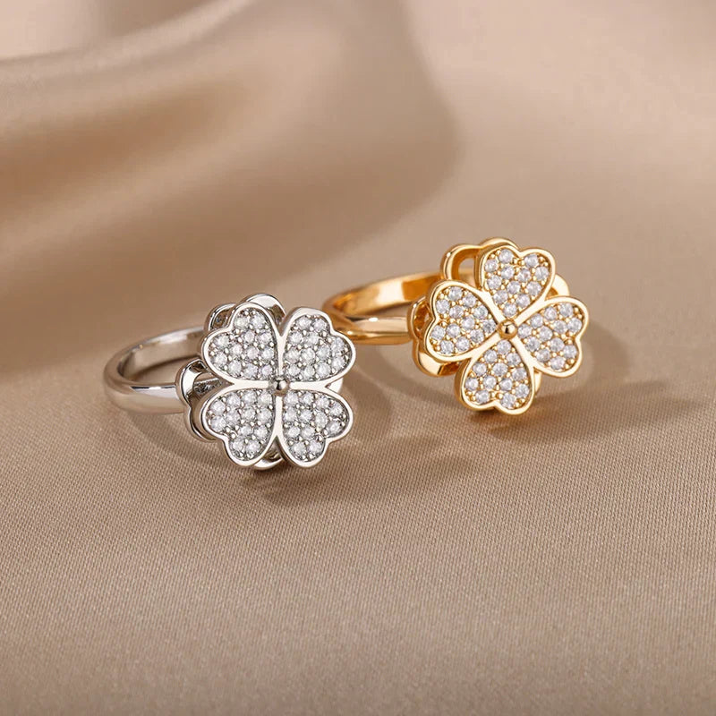 Dazel – Anti-Stress-Drehender Ring mit Vierblättrigem Kleeblatt