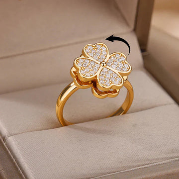 Dazel – Anti-Stress-Drehender Ring mit Vierblättrigem Kleeblatt