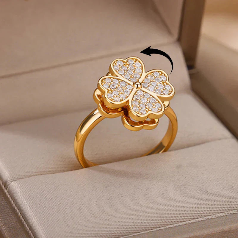 Dazel – Anti-Stress-Drehender Ring mit Vierblättrigem Kleeblatt