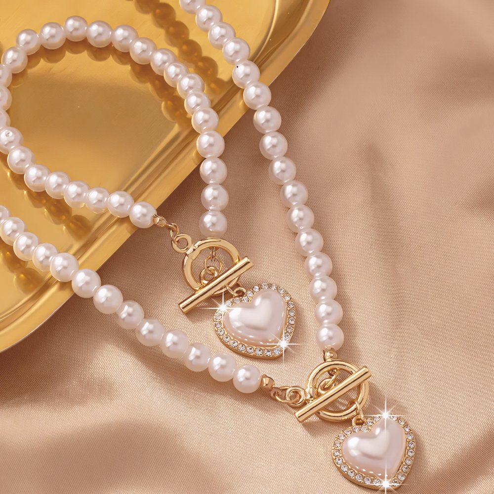 Lara – Set Halskette & Armband Herz Perlé