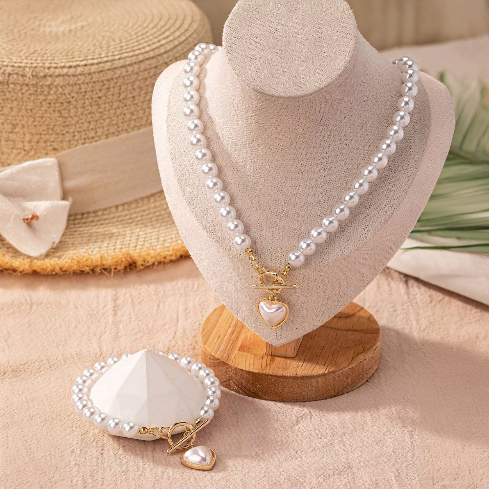 Lara – Set Halskette & Armband Herz Perlé