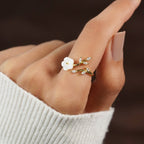 Wildblumenring - Muschel-Kristall-Blütenblatt-Ring