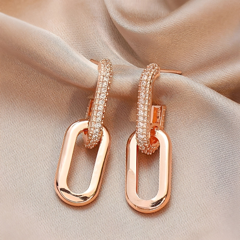 Damen Steckerohrringe mit doppeltem Loop-Design und Paperclip-Element