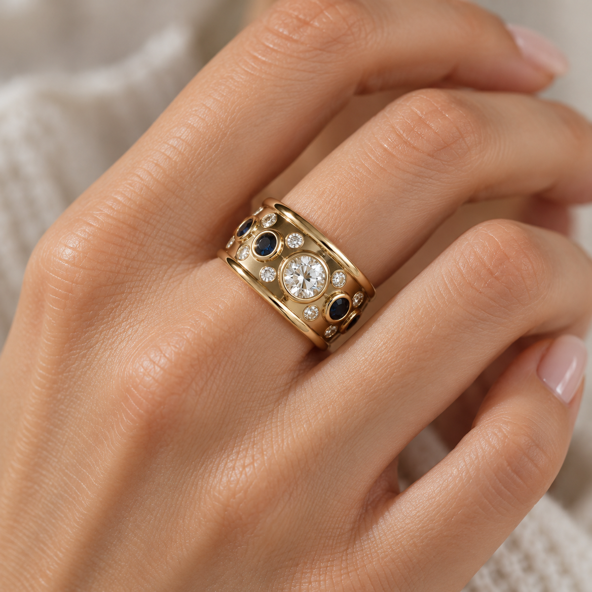 Damenring im Vintage-Stil mit Steinakzenten