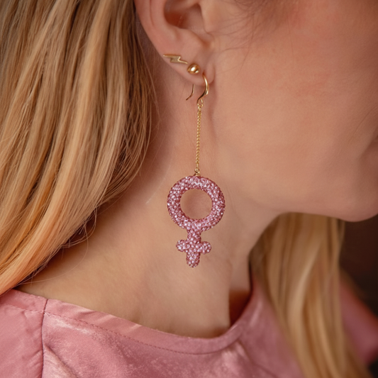 Rosa Symbol-Drop-Ohrringe