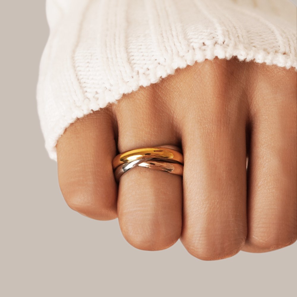 Elena – Stilvoller Dreifachring in drei Farben