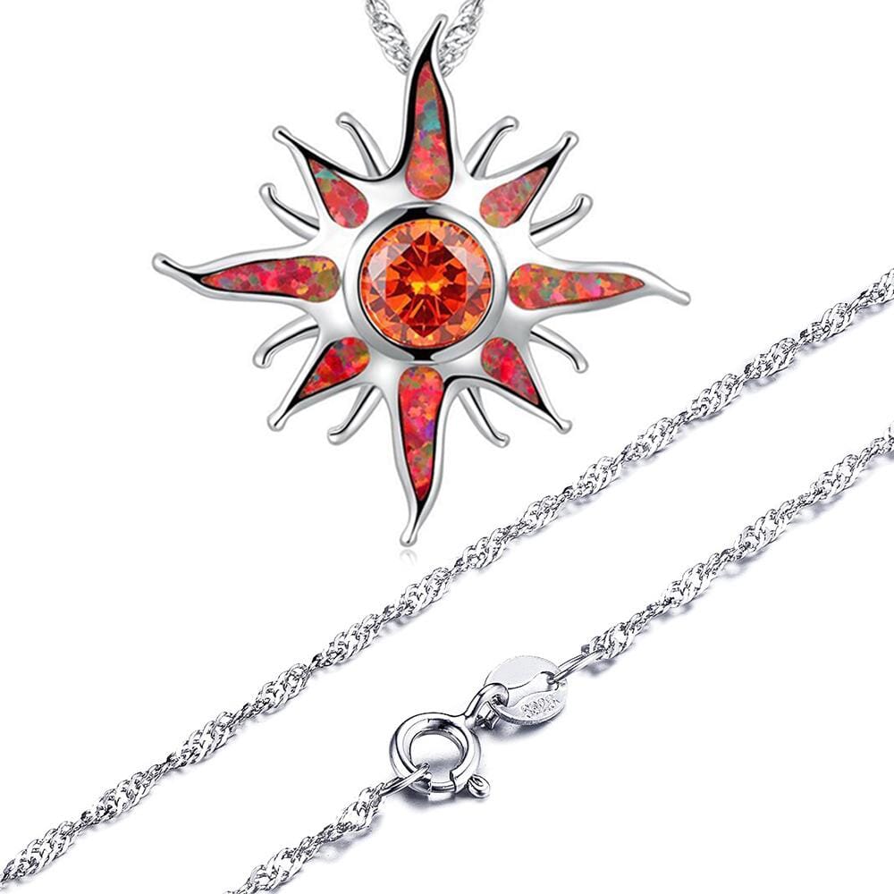 Yani – Kette Sonnenstrahl-Anhänger aus Feueropal & Granat