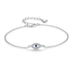 Thalassa – Silbernes Armband mit Blauem Schutzauge
