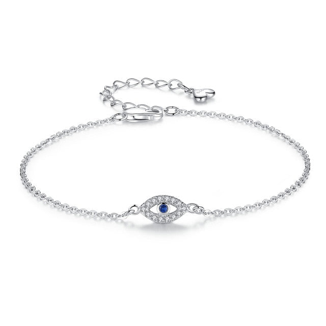 Thalassa – Silbernes Armband mit Blauem Schutzauge