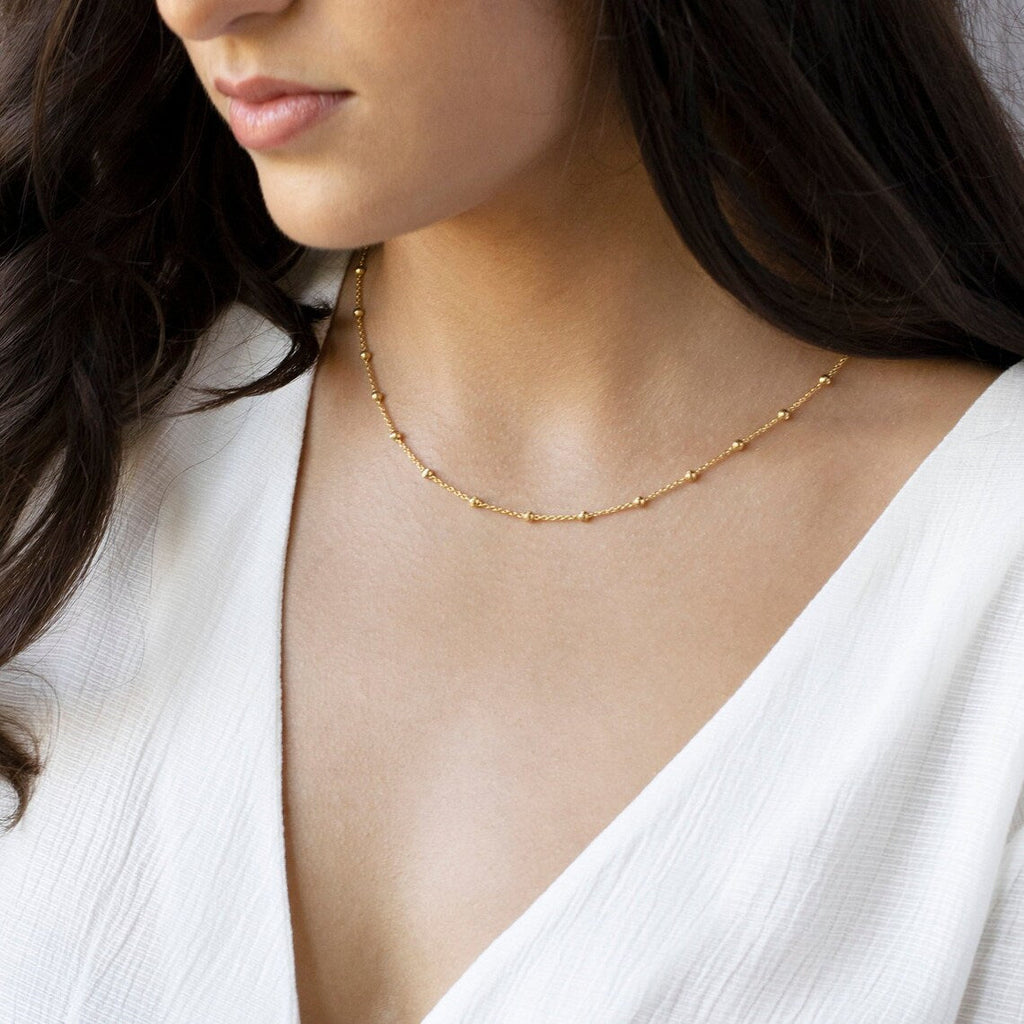 Satelliten Choker Halskette - Goldene Luxuskette