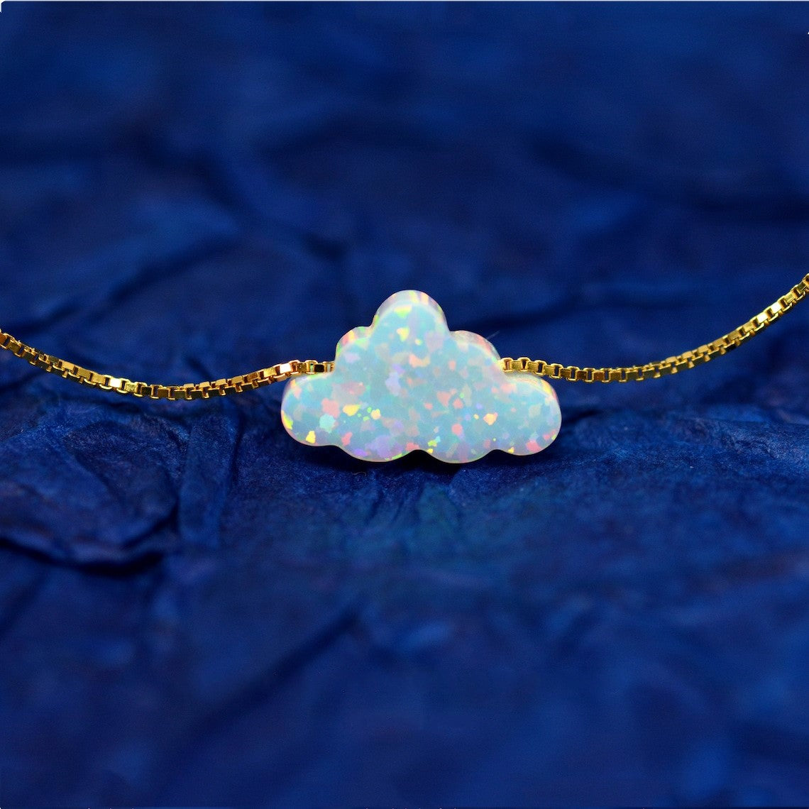 Wolken Opal Halskette - Wolken Anhänger Halskette