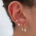 4-teiliges Ohrring-Set - Geometrische Marquise-Blumen-Zirkonia