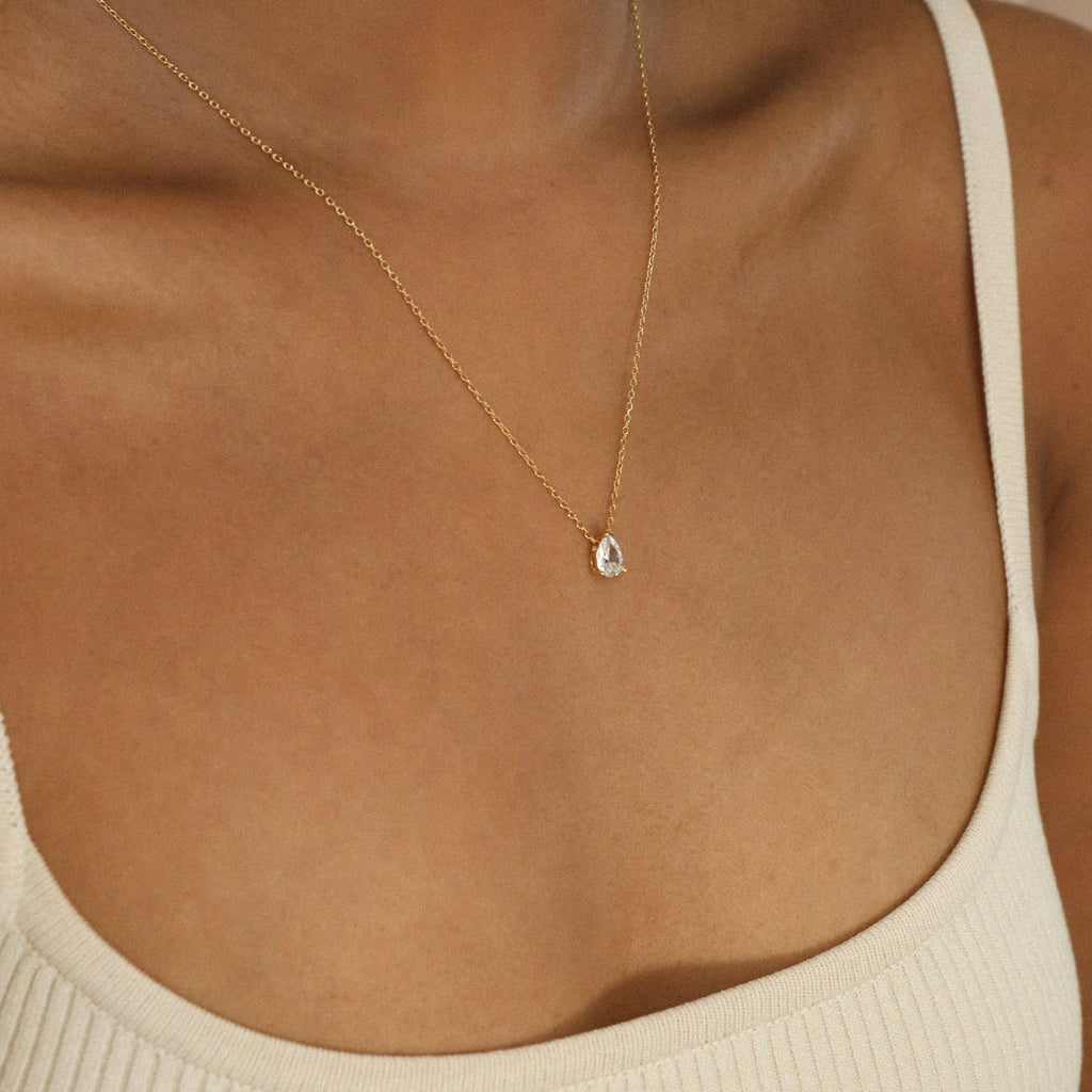 Birne Diamant - Tropfenförmige Diamant-Halskette
