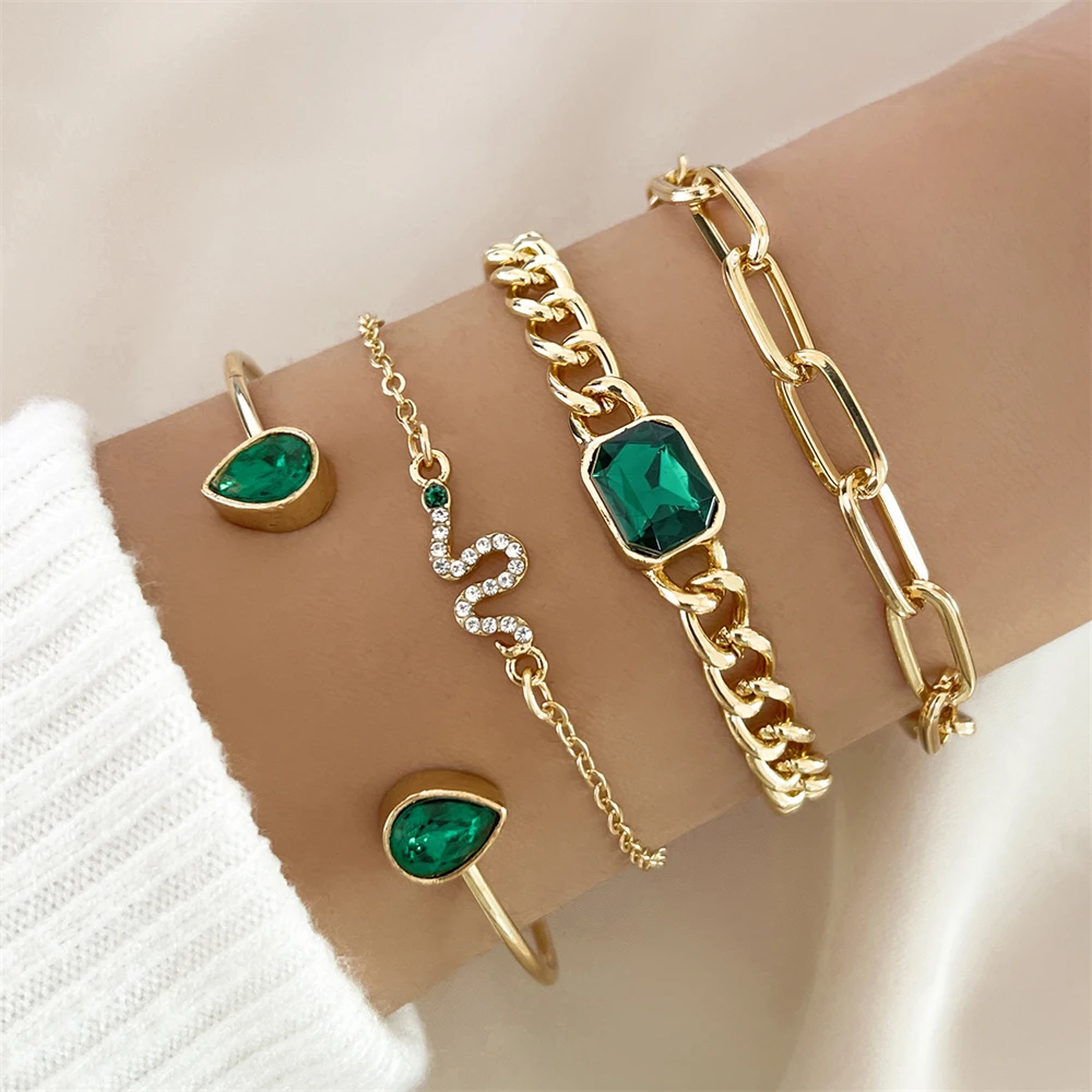 Jade – Armband-Set mit Grünen Kristallen