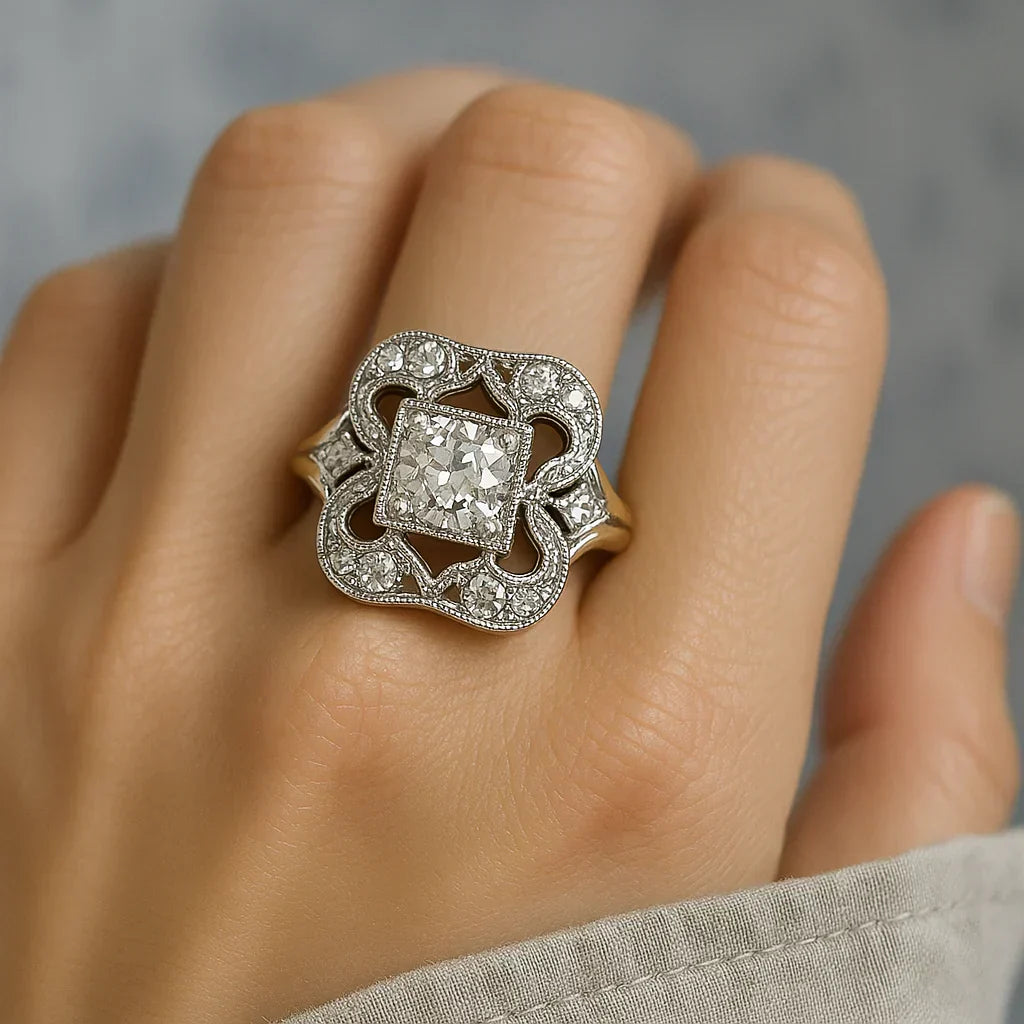 Isla – Vintage-Ring aus edlem Metall und Zirkonia