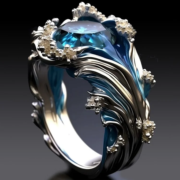 Jessa – Vintage-Ring mit Ozeanwellen-Design