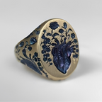 Bailey – Vintage-Ring mit blauer Blume aus Gold