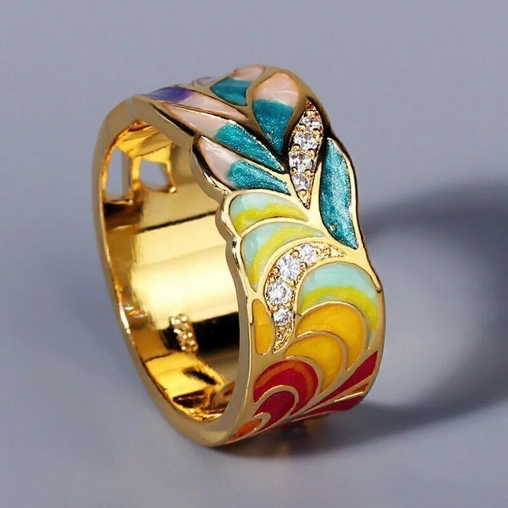 Isolde – Ring mit handgemalten Blumenmotiven