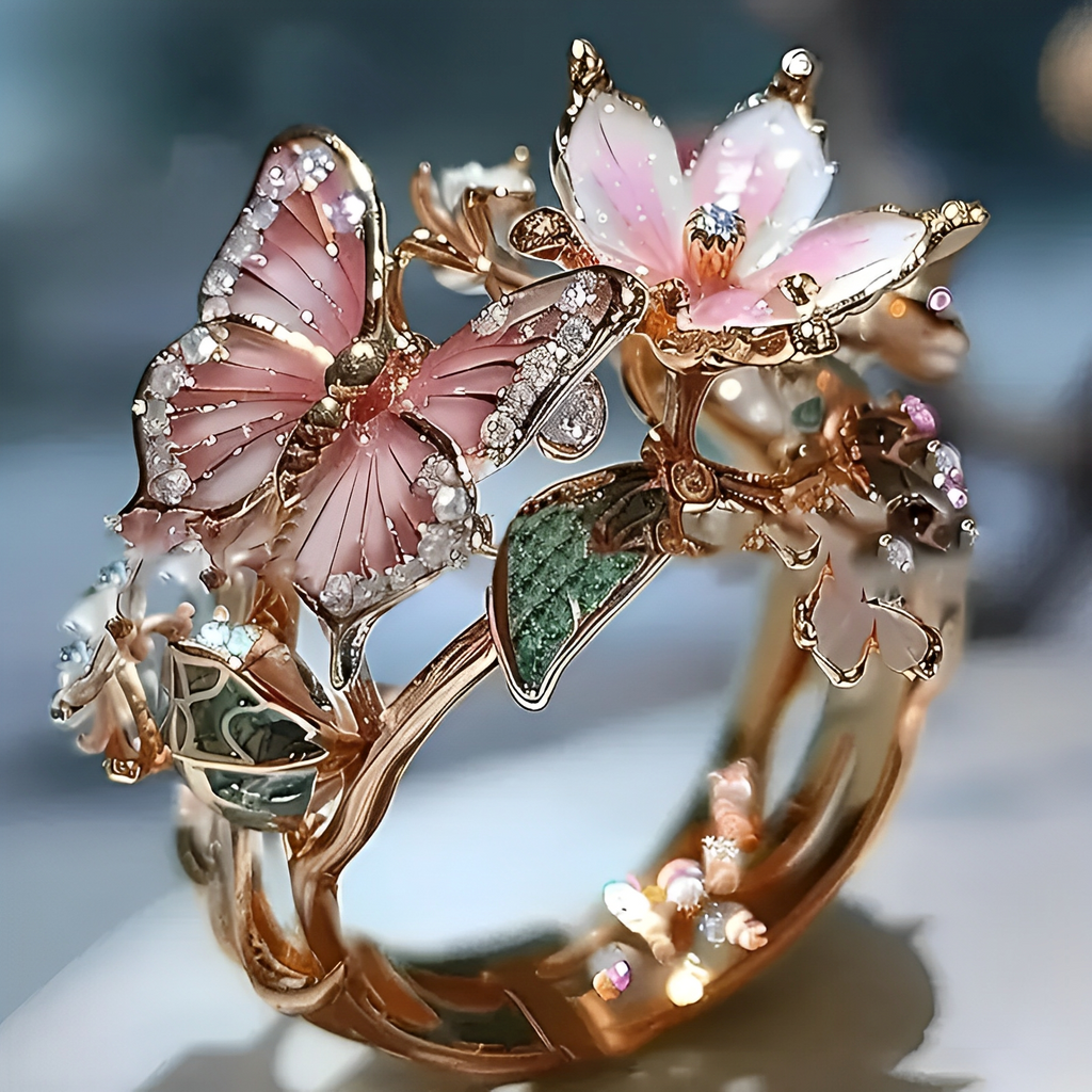 Meliora – Glitzernder Schmetterlingsring aus Zirkon