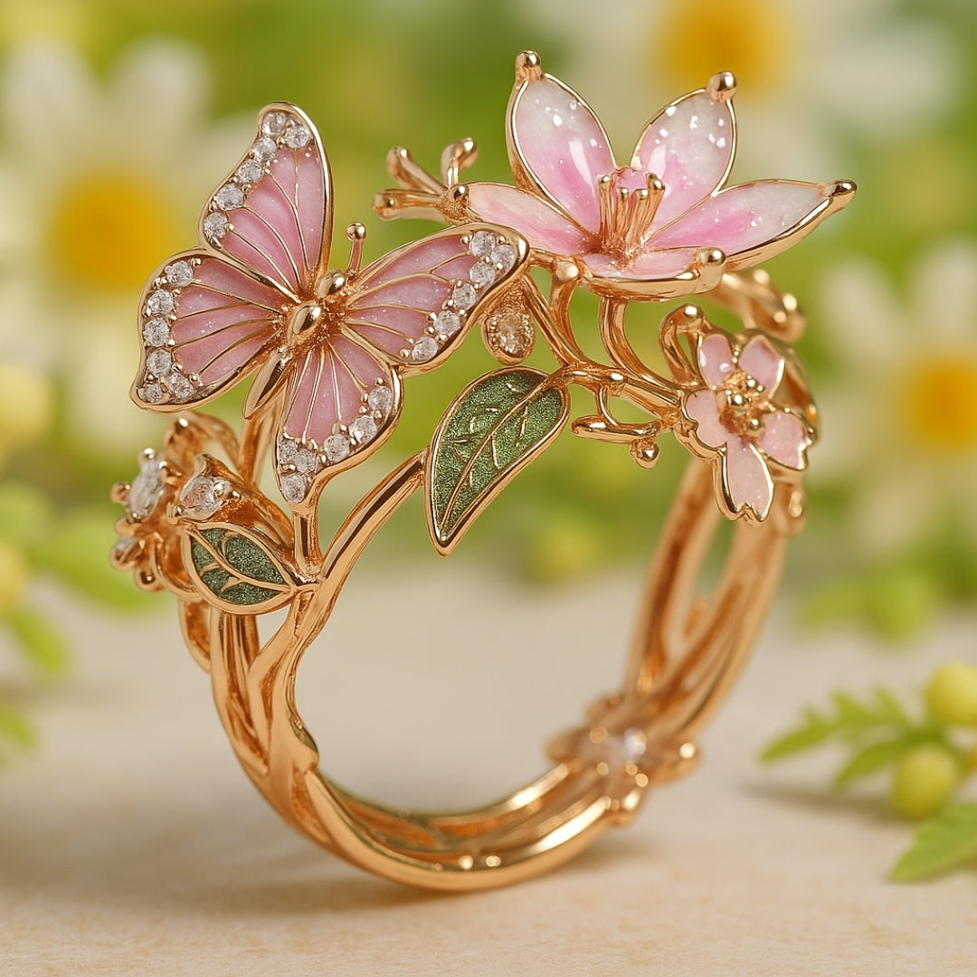 Meliora – Glitzernder Schmetterlingsring aus Zirkon