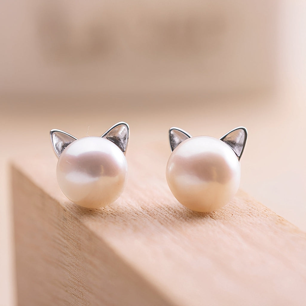 Nori – Ohrringe mit Chatons und Perlen aus Silber