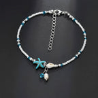 Isla – Knöchelarmband mit Stern, Muschel und Natursteinen