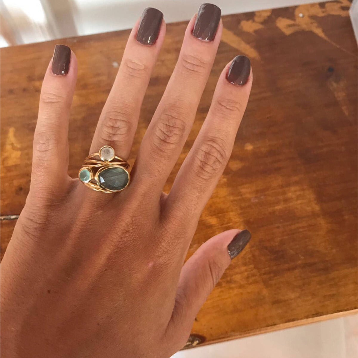 Miranda – Vintage-Ring mit blauem Mondstein