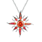 Yani – Kette Sonnenstrahl-Anhänger aus Feueropal & Granat