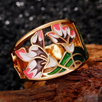 Cess – Emaillierter Goldring mit Blumen im Vintage-Stil