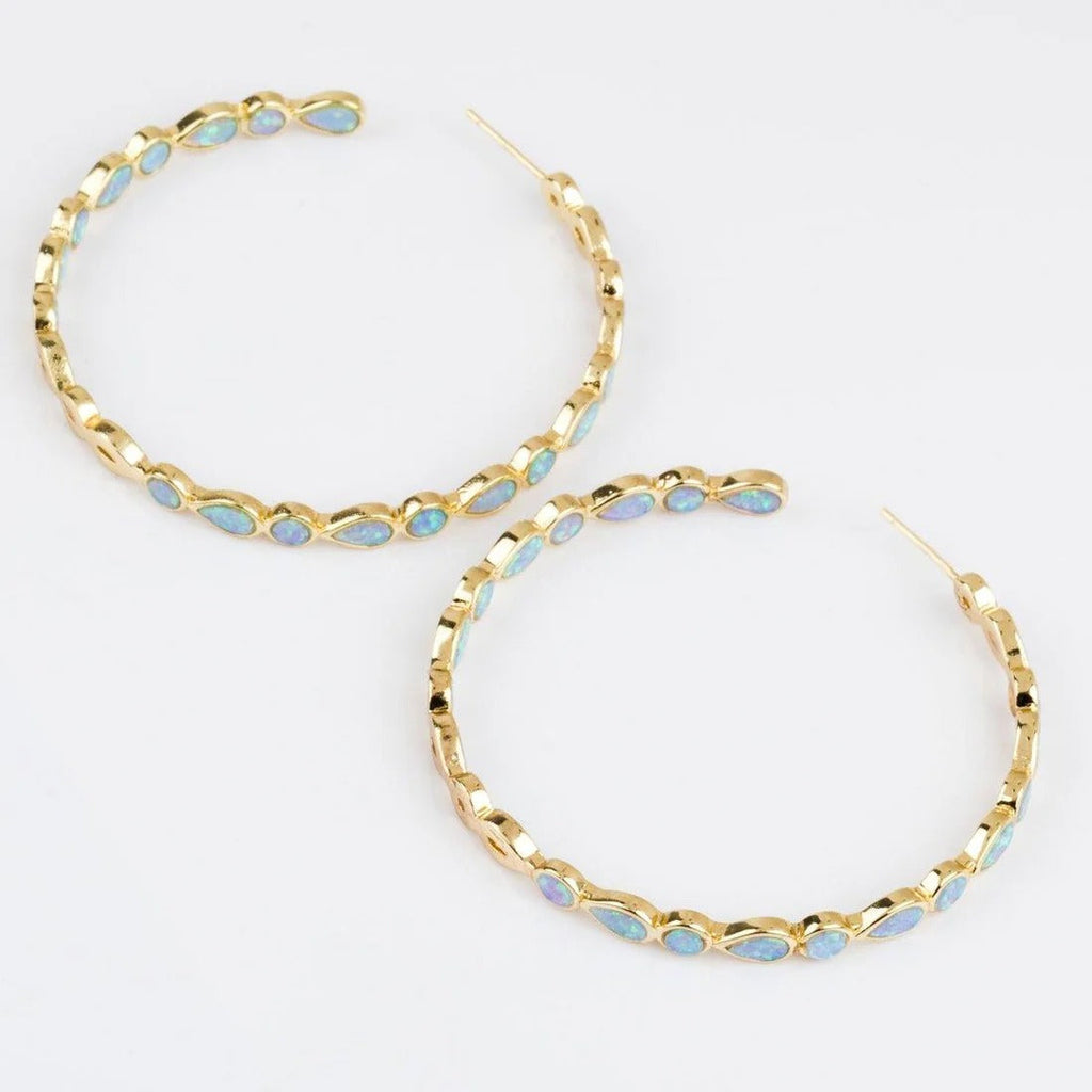 Raya – Vintage-Kreolen in Gold mit Blauem Opal