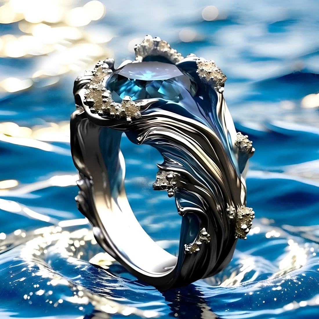 Jessa – Vintage-Ring mit Ozeanwellen-Design