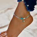 Isla – Knöchelarmband mit Stern, Muschel und Natursteinen