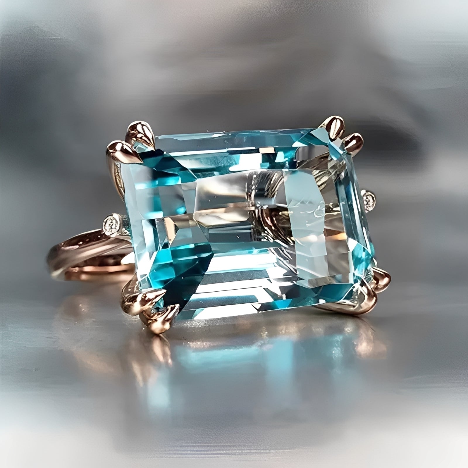 Nadine – Traditioneller Goldring mit Blauem Zirkon