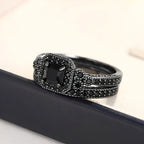 Adrian – Set Vintage-Ringe in Schwarz