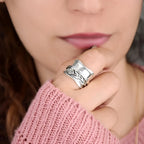 Vintage Rose Blumen Ring aus Silber
