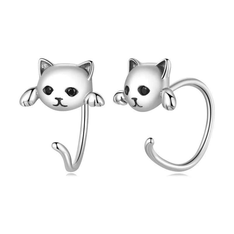 Katrin – Ohrringe Katze aus Silber
