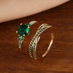 Ivy – Ringe Set mit Grünen Kristallen