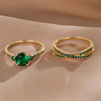 Ivy – Ringe Set mit Grünen Kristallen