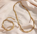 Alina – Set Halskette & Armband Elegant Vergoldet Verflochten