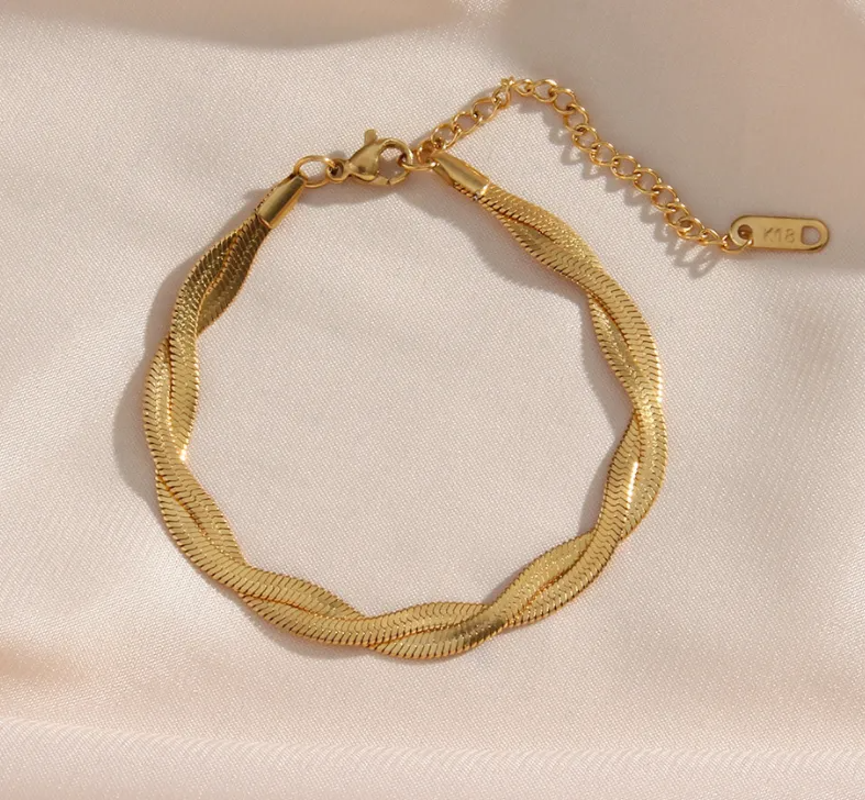 Alina – Set Halskette & Armband Elegant Vergoldet Verflochten
