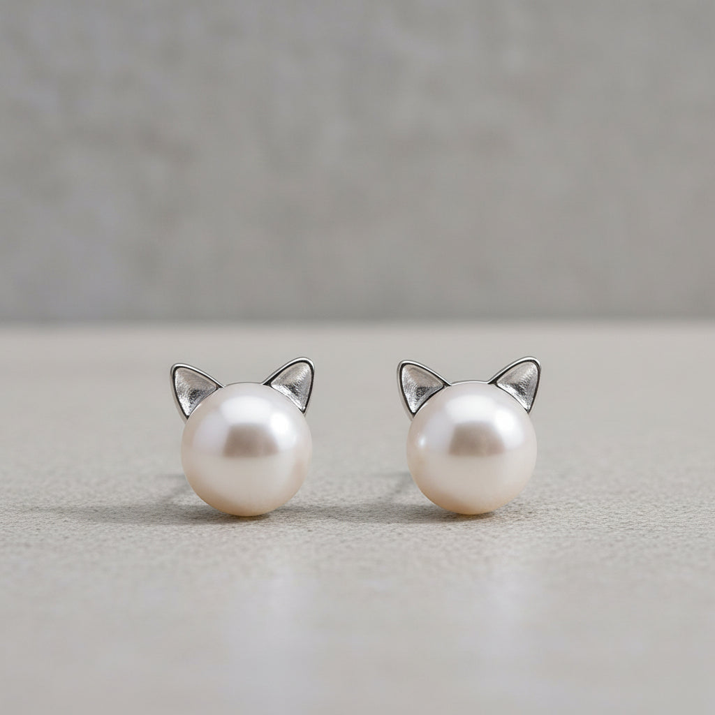 Nori – Ohrringe mit Chatons und Perlen aus Silber