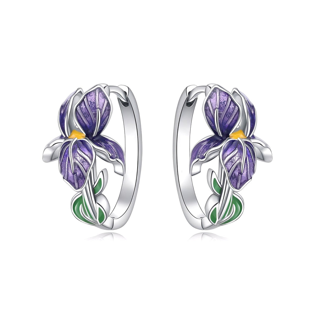 Lila Emaille Blumen Ohrringe