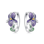 Lila Emaille Blumen Ohrringe