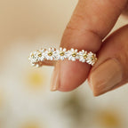 Dahliana – Ring Margerite in Silber Verstellbar und Handbemaltem Emaille