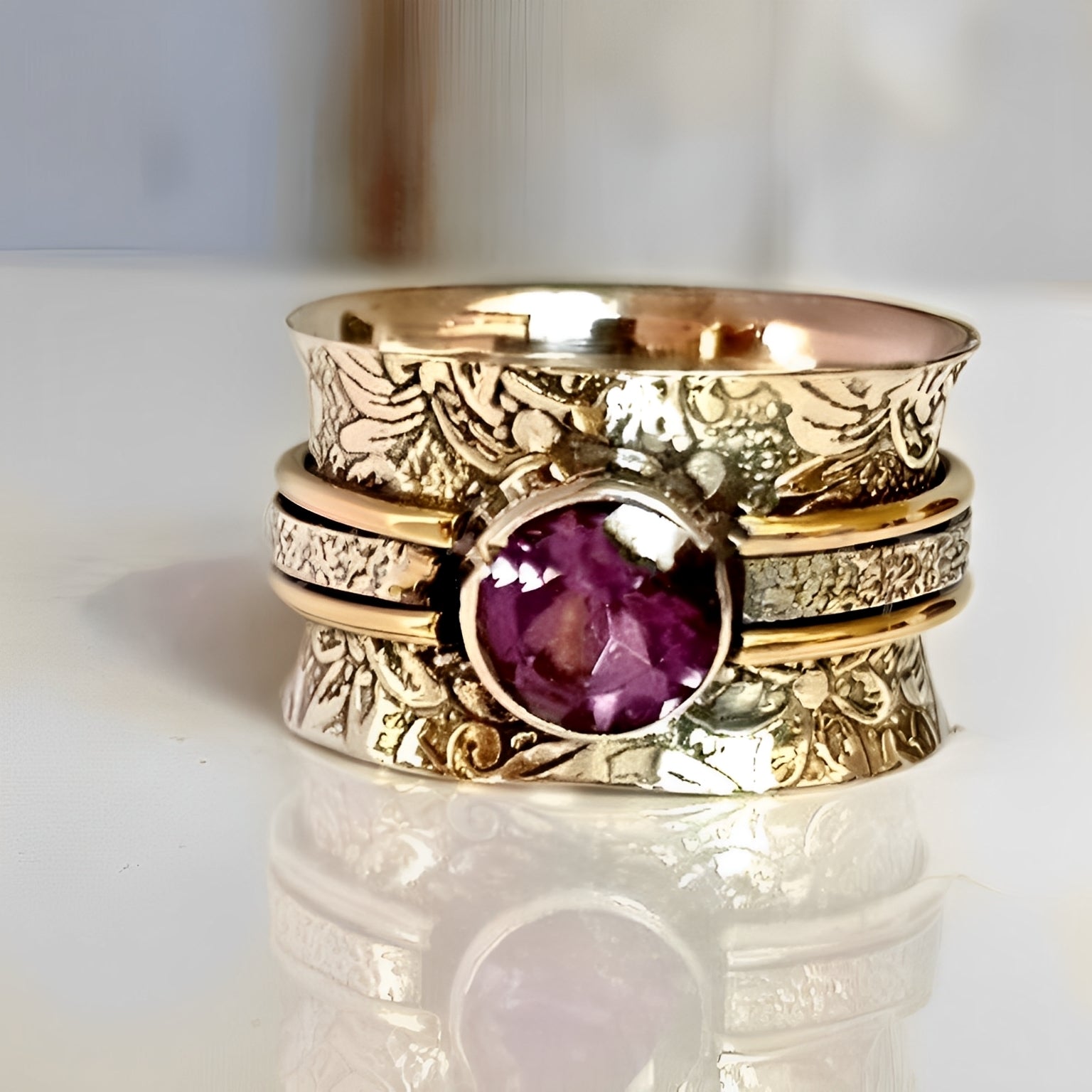 Elanya – Boho-Meditationsring mit Kristall