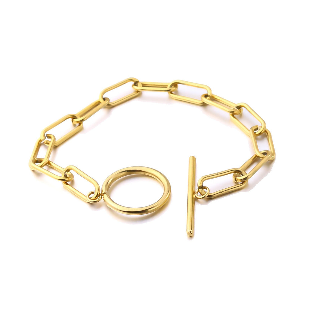 Millie – T-Bar-Armband mit rechteckigen Elementen in Gold