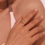 Solenya – Ring mit Kristall Gold Sonne-Mond-Motiv