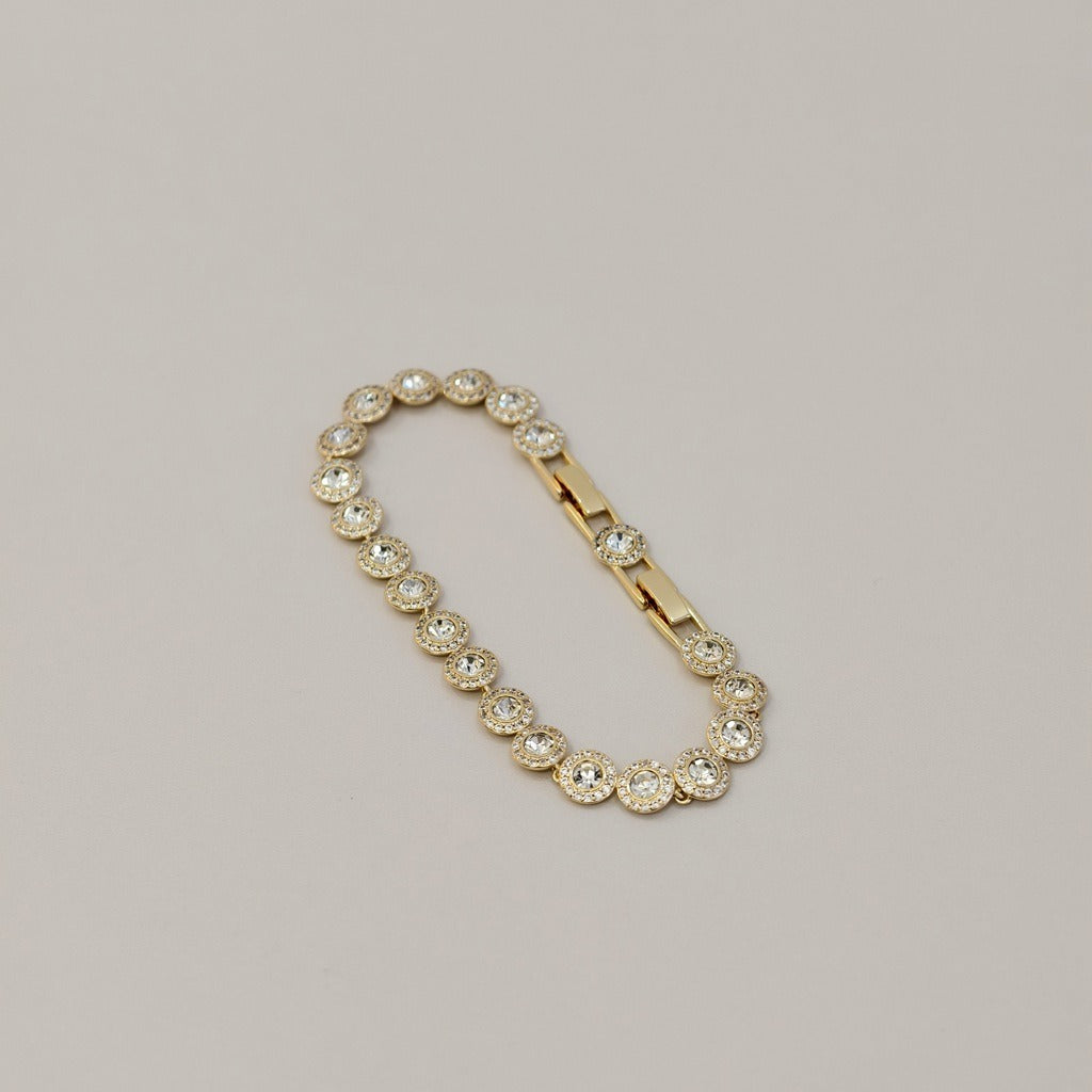 Victoria – Kette und Armband mit schimmerndem Rundknopf